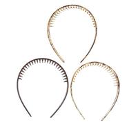 LOLIPPYY 3pcs Resin Hair Bands for Women Light Coffee Brown Non-slip Tooth Headband Accessories for Styling
