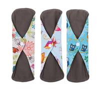 LOLIPPYY 3pcs Reusable Bamboo Charcoal Sanitary Pads Absorbent Maternity Menstrual Cloth Napkins with Strong Leakage Protection Dark Color Design for Heavy Flow and Postpartum Use