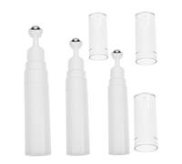 LOLIPPYY 3pcs Roller Bottles for Essential Oils Roll-on Balls 5ml 10ml 15ml Refillable Travel Cream Bottles White Vacuum Eye Cream Dispenser Set for Portable Skincare and Massage