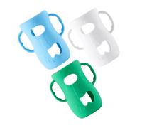 LOLIPPYY 3pcs Silicone Bottle Handles Sleeve for Glass Bottles Soft Anti-Breakage Nursery Feeding Accessories with Comfortable Grip Protective Essentials in Blue White Green
