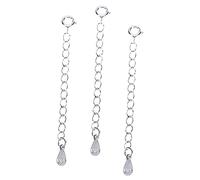 LOLIPPYY 3pcs Sterling Silver Jewelry Extender Chains with Spring Clasp Adjustable Bracelet and Necklace Extension for DIY Handmade Accessories