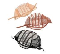 LOLIPPYY 3pcs Stretchy Elastic Dome Caps for Wigs Women Breathable Mesh Hair Nets in Black Beige Brown Comfortable Soft Scalp Cover for Secure Invisible Natural Wig Fit