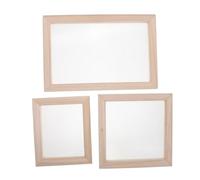 LOLIPPYY 3pcs Wooden Papermaking Screen Frame Set - Large, Medium, Small Deckle Mould with Mesh for DIY Paper Craft and Dried Flower Projects, Wooden Paper Making Frames for Arts Crafts