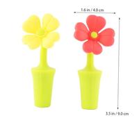 LOLIPPYY 4 Pcs Creative Flower Shaped Silicone Wine Stoppers Air-Tight Beverage Bottle Closures with Red Yellow Clover Design for Bar Party Club Use