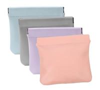 LOLIPPYY 4 pcs Self Closing Small Makeup Bags Portable PU Cosmetic Pouches for Women Travel Storage Multifunctional Jewelry Organizer Lightweight Design