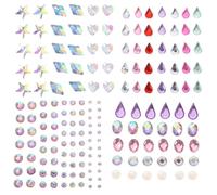 LOLIPPYY 4 Sheets Self Adhesive Rhinestone Face Jewels Stickers for Eyes and Face Shiny Makeup Gems with Pearl and Accents for Halloween Cosplay Party and Stage Decorations