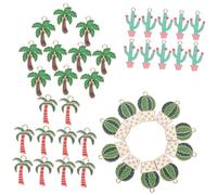 LOLIPPYY 40pcs Alloy Enamel Pendant Charms for Jewelry Making Lightweight Hawaii Style Cactus Coconut Tree DIY Craft Accessories for Bracelets and Necklaces