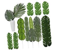 LOLIPPYY 40pcs Artificial Tropical Monstera Leaves with Faux Palm and Elephant Ear Leaves Large and Medium Versatile Table Decoration for Hawaiian Luau Jungle Beach Party Easy-clean