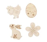 LOLIPPYY 40pcs Easter Wooden Hanging Ornaments with Rabbit Egg Hen Flower Designs DIY Craft Decorations for Home Gift Packaging Easter Party Accessories