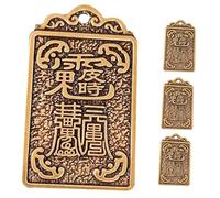 LOLIPPYY 4pcs 2023 Year of the Rabbit Brass Feng Shui Pendant Keychain DIY Accessory Chinese Zodiac Tai Sui Amulet Decor for Luck and Protection