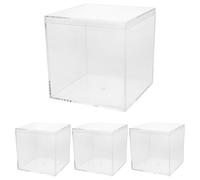 LOLIPPYY 4Pcs Acrylic Storage Boxes with Lids, 10X10X10Cm 800Ml Square Candy and Jewelry Containers for Packaging and Craft Organization