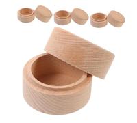 LOLIPPYY 4pcs Beech Wood Trinket Boxes with Protective Lids Round Small Keepsake Cases for Teeth Rings and Jewelry Gender-Neutral Design Mini Storage Gift for Birthdays and Special