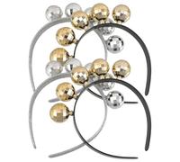 LOLIPPYY 4pcs Disco Ball Headbands Set Silver and Gold Retro 1970s Hair Accessories for Women Halloween Christmas Party Disco Decorations