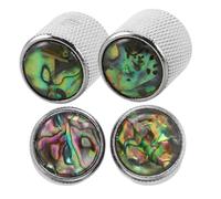 LOLIPPYY 4Pcs Electric Bass Guitar Metal Control Knobs with Shell Inlay, 2Cm Replacement Volume Tone Potentiometer Knobs for Electric Guitar Hardware Accessories