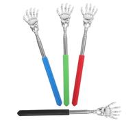 LOLIPPYY 4pcs Extendable Back Scratcher with Funny Skeleton Hand Design Stainless Steel Massage Tools for Adults and Portable Telescopic Scalp Scratcher in Blue Red Green Black