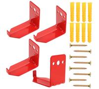 LOLIPPYY 4pcs Fire Extinguisher Brackets Heavy Duty Metal Wall Hooks with Mounting Kit Fire Extinguisher Hangers for Secure Wall Installation Red Stylish Design
