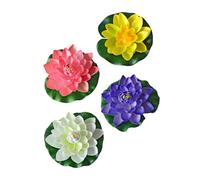 LOLIPPYY 4pcs Floating Artificial Lotus Flowers Decorations Realistic Foam Water Lily Ornaments for Garden Pools Aquarium Wedding Party White Pink Yellow Purple