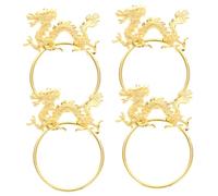 LOLIPPYY 4pcs Gold Chinese Dragon Napkin Rings Metal Serviette Holders Decorative Table Buckles for Weddings Family Dinners Year Party Celebration