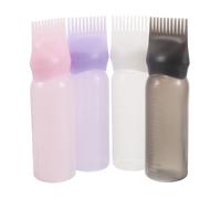 LOLIPPYY 4pcs Hair Dye Comb Applicator Bottle Graduated Scale for Root Dye Plastic Hair Styling Tool at Home Salon