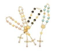 LOLIPPYY 4pcs Handmade Cross Rosary Bracelets with Bent Pin Precision Prayer Bead Wristbands for Men Women Secure Fit Religious Accessories for Baptism Communion Wedding Favors
