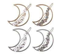 LOLIPPYY 4pcs Hollow Pearl Rhinestone Hairpins Women Hair Accessories Lightweight Clips for Daily Party Wedding Styles with Gold and Silver Tones