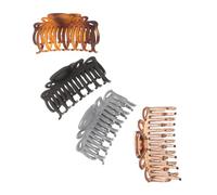 LOLIPPYY 4pcs Large and Leopard Print Plastic Hair Claws Teeth Design Suitable for Thick or Thin Hair, for Cooking and Washing Random Color