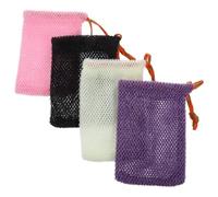 LOLIPPYY 4Pcs Mesh Soap Net Bags for Shower and Travel, Quick-Dry Exfoliating Soap Pouch with Drawstring, Anti-Slip Foaming Mesh Bag for Bathing and Body Scrubbing