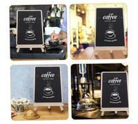 LOLIPPYY 4pcs Mini Freestanding Chalkboard Set Small Wooden Blackboard for Writing Erasable Message Signs Tabletop Decor for Cafes and Home