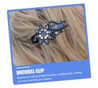 LOLIPPYY 4pcs Non-slip Ponytail Hair Clips with Rhinestone Flower Design Elegant Duckbill Hair Claw Clips for Women and Stylish Accessories in Violet Gradient Blue and Purple for Bath