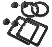 LOLIPPYY 4pcs Portable Reusable Fish Feeder Rings for Aquarium and Fish Tank Feeding Black Plastic Floating Aquarium Rings with Hook Design Suitable for Tropical