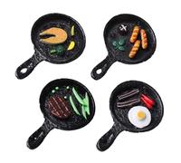 LOLIPPYY 4pcs Resin Fridge Magnet Charms in Unique Hand-painted Frying Pan Shape, Decorative and Magnetic Kitchen Fridge Magnets for Home Decor with Black Delicate Design