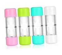 LOLIPPYY 4pcs Rgp Hard Lens Case Set Protective Cosmetic Storage Box in Pink White Blue and Green for Travel and Daily Use