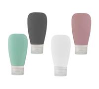 LOLIPPYY 4pcs Silicone Dispensing Bottle for Travel Storage Refillable Cosmetic Lotion Holders Secure Caps for Shampoo and Conditioner The Go Lightweight and Random Color Assorted style