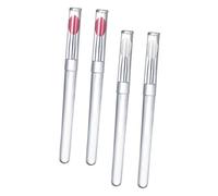 LOLIPPYY 4Pcs Silicone Lip Brushes with Lids Portable Lipstick Applicators Makeup Tools Transparent Handles Pink Brush Heads for Daily Use and Travel