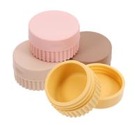 LOLIPPYY 4pcs Small Silicone Travel Jars Containers for Cosmetics Medicines Jewelry Organizers with Secure Seal in Dark Brown Orange Light and Pink