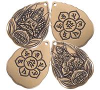 LOLIPPYY 4pcs Solid Brass Buddha Keychain Pendants Set Vintage Amulet Charms with Amitabha Acala & Thousand Armed Avalokiteshvara Creative Brass Ware Decor