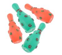 LOLIPPYY 4Pcs Squeaky Dog Puppy Interactive Chew Fetch for Active Play and Molar Relief Red and Print Design Random Color