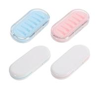 LOLIPPYY 4pcs Stylus Nib Storage Case Portable Organizer for Tablet Screen Pens Compact Protective Pen Tip Holder with Compartments in Transparent Blue Pink for School Office Travel Use