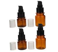 LOLIPPYY 4PCS Travel Lotion Dispenser Bottles with Refillable Pumps Brown Plastic Cosmetic Containers for Makeup Skincare Hair Care Oil Cream with UV Protection and Seal