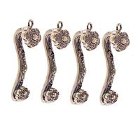 LOLIPPYY 4pcs Vintage Chinese Ruyi Keychain Pendant DIY Crafts Jewelry Charms Elegant Brass Key Ring Accessories for Creative Design and Safe Use