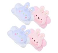 LOLIPPYY 4pcs Waterproof Wristbands for Shower and Skincare, Absorbent Makeup Wristband Set with Cute Blue and Pink Cartoon Rabbit Designs, Comfortable and Portable Bath Accessories