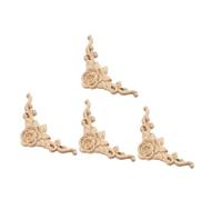 LOLIPPYY 4pcs Wood Carved Appliques European Style DIY Decorative Corner Onlays for Home Furniture Doors Cabinets Windows Artistic Wooden Trim
