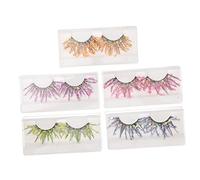 LOLIPPYY 5 Pairs Colored Luminous Fake Eyelashes with Glitter Sequins Lightweight Flexible Cosmetic Lashes for Halloween Thanksgiving Christmas and Role Play