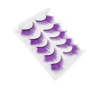 LOLIPPYY 5 Pairs Colored Wispy Artificial Eyelashes Short Lash Clusters with Soft Flexible Bands Reusable False Eyelash Strips for Natural Makeup Halloween Party Cosplay Stage Performance