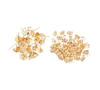 LOLIPPYY 50 Set Earring Accessories Earrings Jewelry Flat Round Locking Blank Golden Stainless Steel