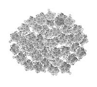 LOLIPPYY 50pcs Antique Silver Flower Jewelry Connector Charms for DIY Bracelet Necklace Earring Making Vintage Alloy Pendant Links for Handmade Jewelry Ornaments and Craft Projects