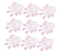 LOLIPPYY 50pcs Dual Ended Silicone Makeup Brush for Eyeshadow and Lipstick Application Reusable Soft Silicone Applicators with Glitter Eyeshadow and Lip Mask Tools Portable Pink Beauty Kit