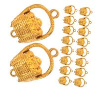 LOLIPPYY 50pcs Gold Flower Basket Charms for Jewelry Making DIY Crafting Plastic Pendants Festive Hanging Decorations for Christmas Party and Home Decor
