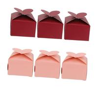 LOLIPPYY 50pcs Heart Shaped Wedding Candy Boxes Pearl Paper Square Gift Wrapping Packaging Multipurpose Recyclable Candy and Small Gift Holders for Parties and Celebrations Red and Pink