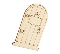 LOLIPPYY 50pcs Unpainted Wooden Fairy Doors DIY Craft Cutouts for Home Garden Decor Laser Engraved Miniature Plaque Ornaments in Khaki for Creative Handcrafts and Gift Making